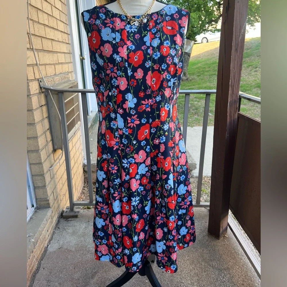 Jones New York Floral Dress - Red and Blue - Picture 1 of 9